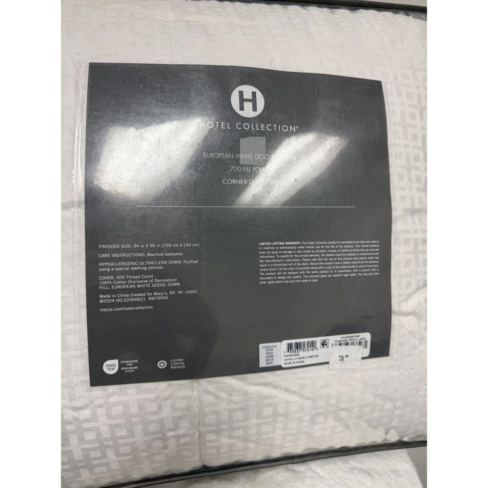 Hotel Collection European White Goose Down Full/Queen Light Weight Comforter